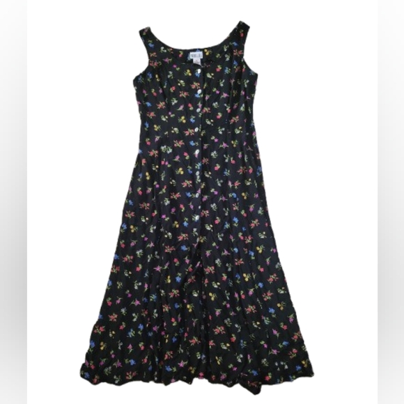 Robbie Bee Dresses & Skirts - 90s Vintage Robbie Bee Floral Button Front Tie Back Dress
